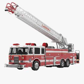 3D模型-Ladder Fire Truck Rigged